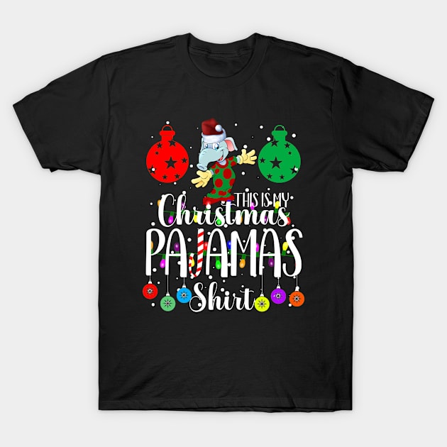 This Is My Christmas Pajama Outfit Xmas Lights Funny Holiday T-Shirt by CharJens